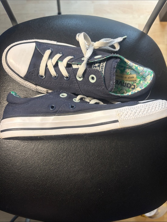Converse Shoes - Converse Navy Canvas Low-Top Sneakers with Green Floral Lining